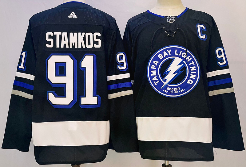 Men's Tampa Bay Lightning Steven Stamkos #91 Blue jersey